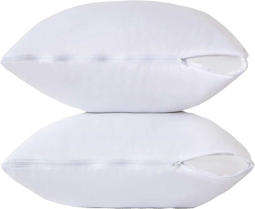 Kingnex Waterproof Feather Proof Pillow Protectors with Zipper 18x18 Pack of 2 Soft Bamboo Viscose Jersey Zippered Square Pillow Covers for…