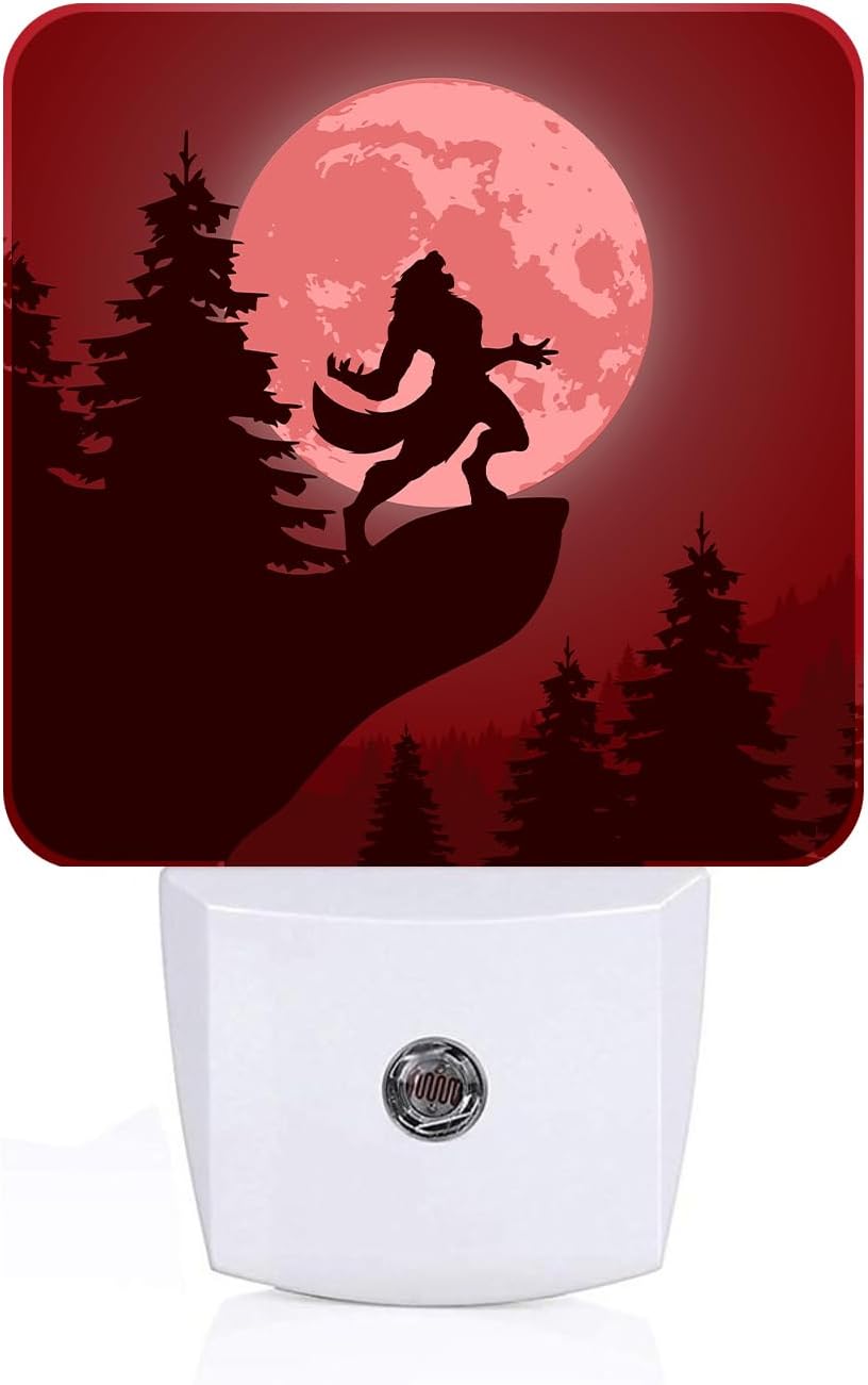 Blood Moon and Werewolves Night Light, Plug-in Night Lights with Dusk-to-Dawn Sensor for Stairway, Hallway, Bedroom Sleep Friendly Ideal for…