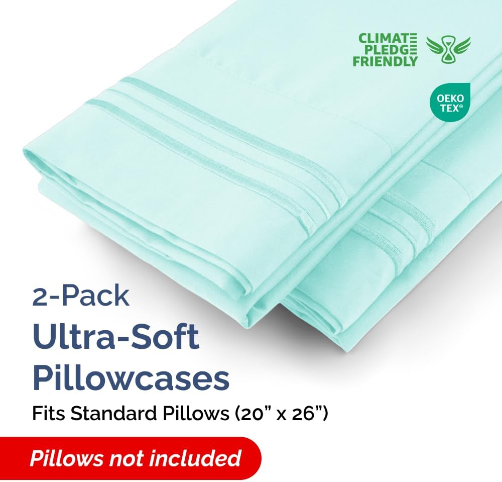 Standard Pillow Cases Set of 2 - Ultra-Soft Hotel Quality Pillowcase Covers - Comfy & Wrinkle Free - Stain & Fade Resistant - Machine…