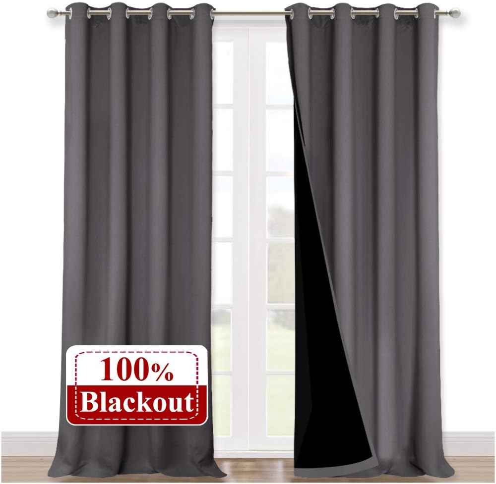 Nicetown 100% Blackout Blinds, Set of 2, 52 inches x 120 inches, Laundry Room Decor Window Treatment Curtains for Large Patio Sliding Door,…