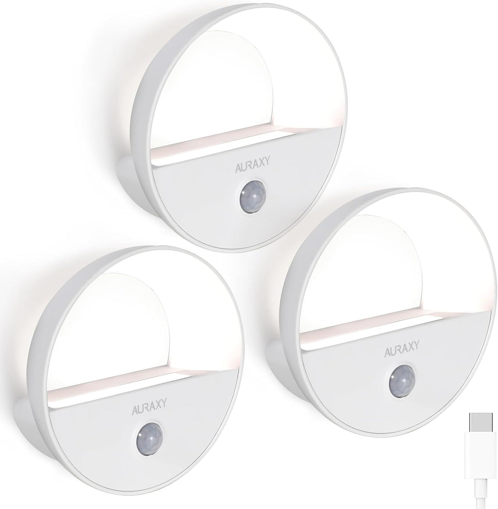 AURAXY Rechargeable Motion Sensor Night Light, Battery Night Lights LED Cool White Magnetic Stick-on Motion Sensored Hallway Light, with…