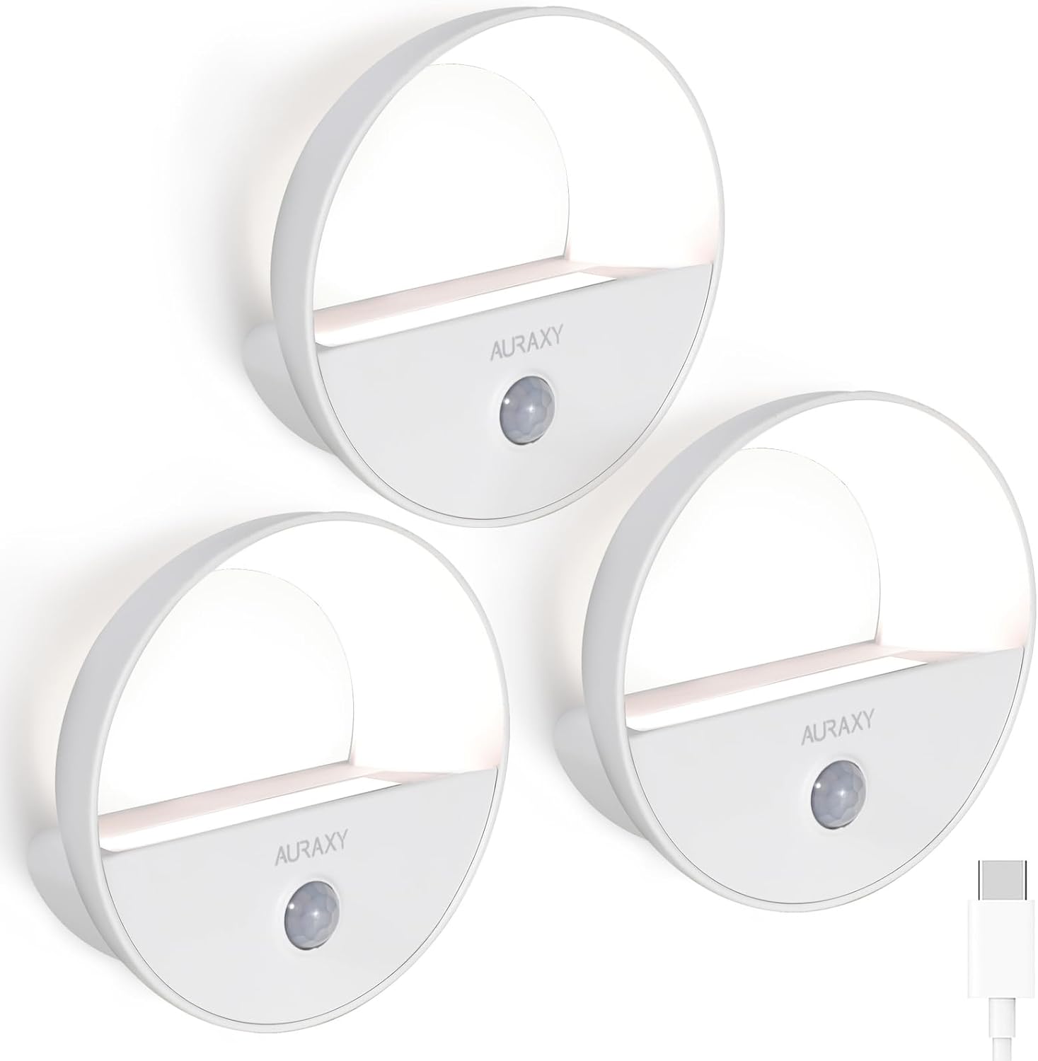 AURAXY Rechargeable Motion Sensor Night Light, Battery Night Lights LED Cool White Magnetic Stick-on Motion Sensored Hallway Light, with…