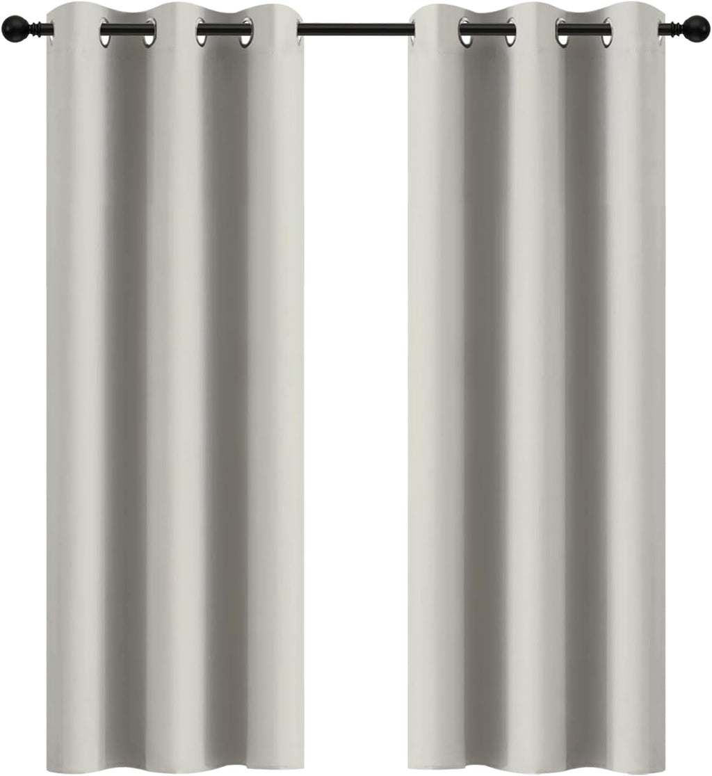 Yakamok Room Darkening Blackout Curtains Thermal Insulated Grommet Curtain Panels for Bedroom, 42W x 72L, Light Beige, 2 Panels