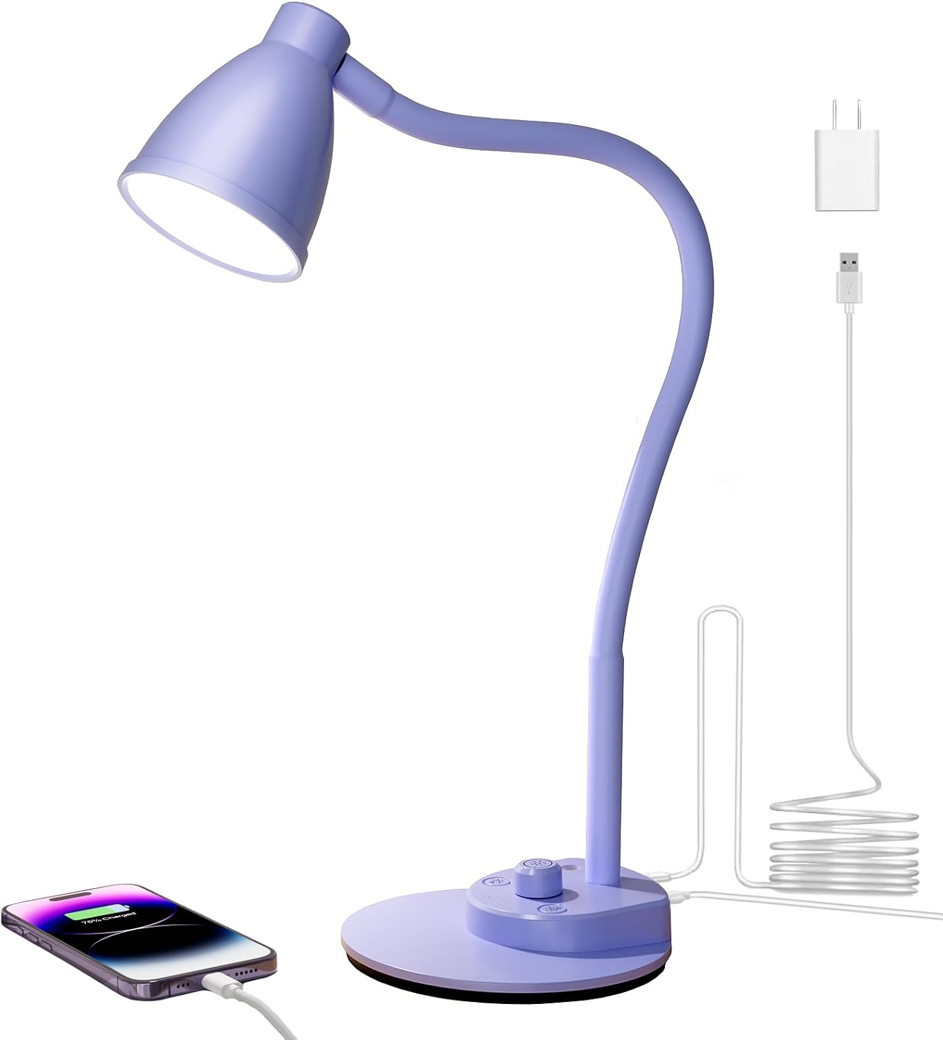 BOHON LED Desk Lamp with USB Charging Port, 3 Color Modes Fully Dimmable Reading Lamp, Auto Dimming Task Lamp, Flexible Neck Table Light…