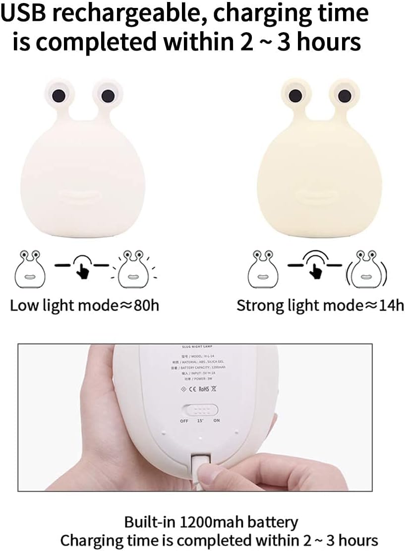 MUID Original Authentic Slug Night Light, Nursery Squishy Lamp, Silicone Light for Classroom, Cute Animal Bedside Lamp for Baby Kids…
