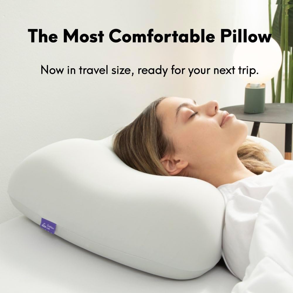 Cushion Lab Travel Deep Sleep Pillow – Compact Memory Foam Neck Pillow for Sleeping, Portable Pillow for Hotels, Camping, Side & Back…