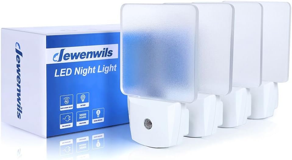 DEWENWILS Night Lights Plug into Wall, Plug in LED Night Lights with Dusk to Dawn Sensor, Cool White Nightlight for Bathroom, Hallway…