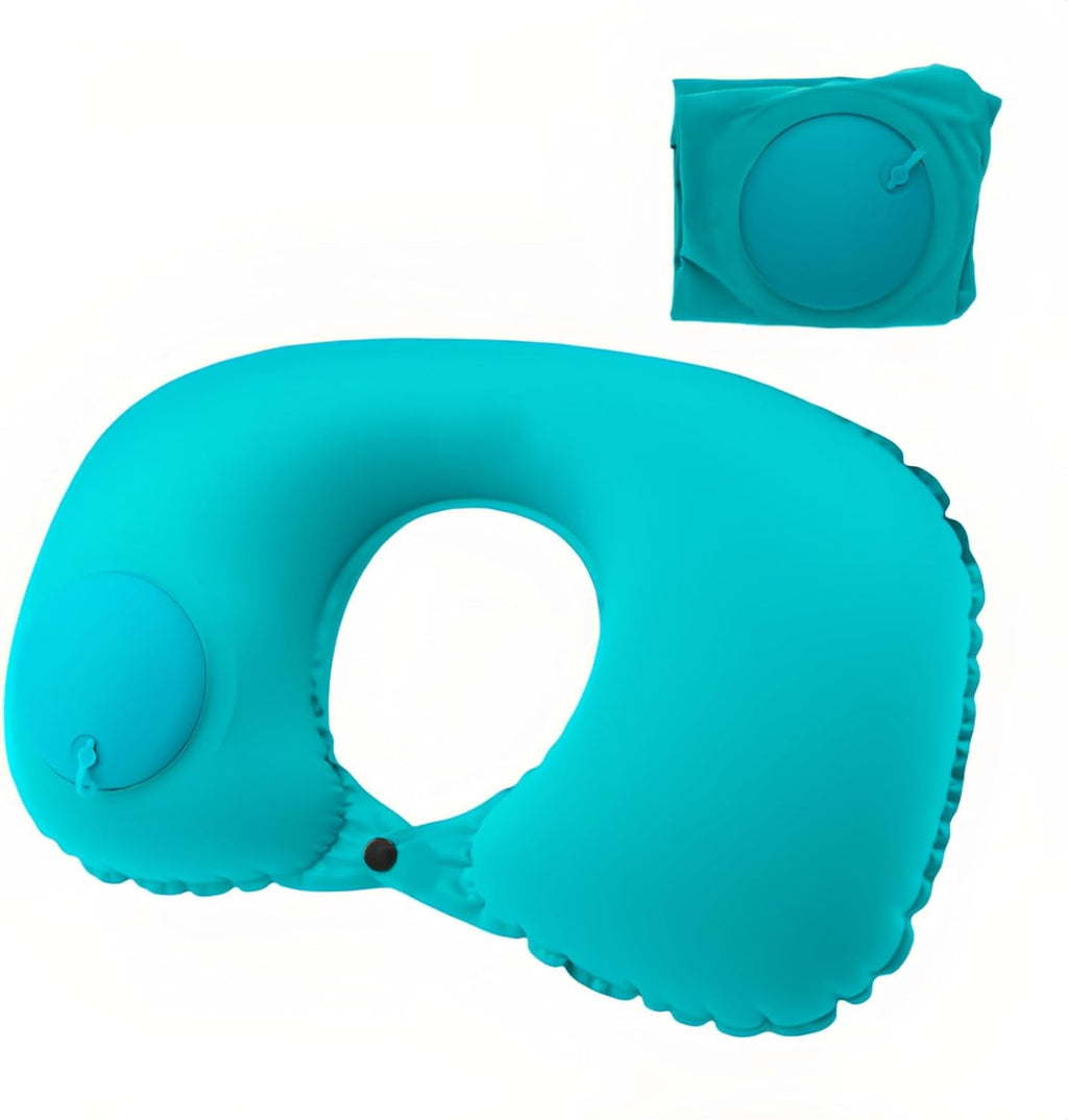 18-30s Quick Inflate /Deflate Neck Pillow for Travel - Adjustable Cervical Support with Dual Buckles, Breathable Milk Silk, Compact…