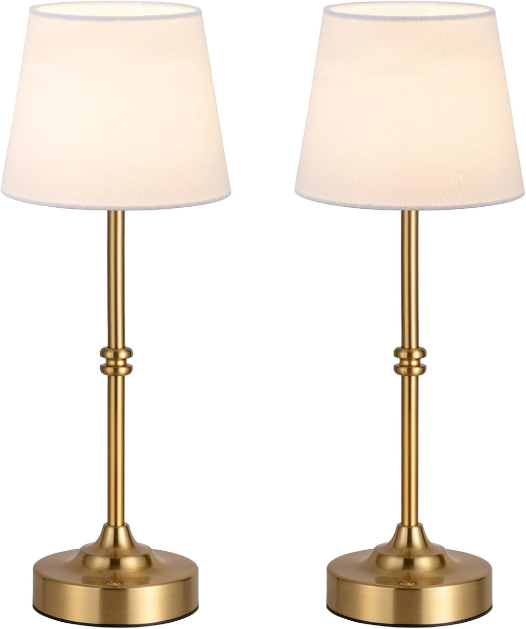 Kakanuo Rechargeable Cordless Table Lamp Gold - 2 Pack Brass 4000mAh Battery Operated Lamp, 3000K Warm Light, Touch Control Stepless…