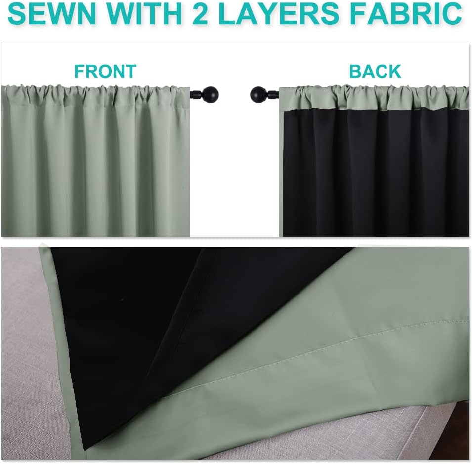 Nicetown 100% Blackout Curtains 84 inches Long, Thermal Insulated & Noise Blocking Out Drapes for Baby Room Window, Guest Room Lined Window…