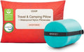 Coop Home Goods Original Adjustable Travel Pillow and Waterproof Pillow Protector Red Bundle with Compressible Stuff Sack, Medium-Firm…