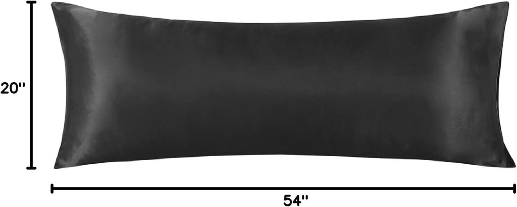 Lcbd Satin Body Pillow Case for Hair and Skin, Black Silk Satin Body Pillowcase Cover, 20x54 Body Cooling Pillow Cover with Envelope Closur…