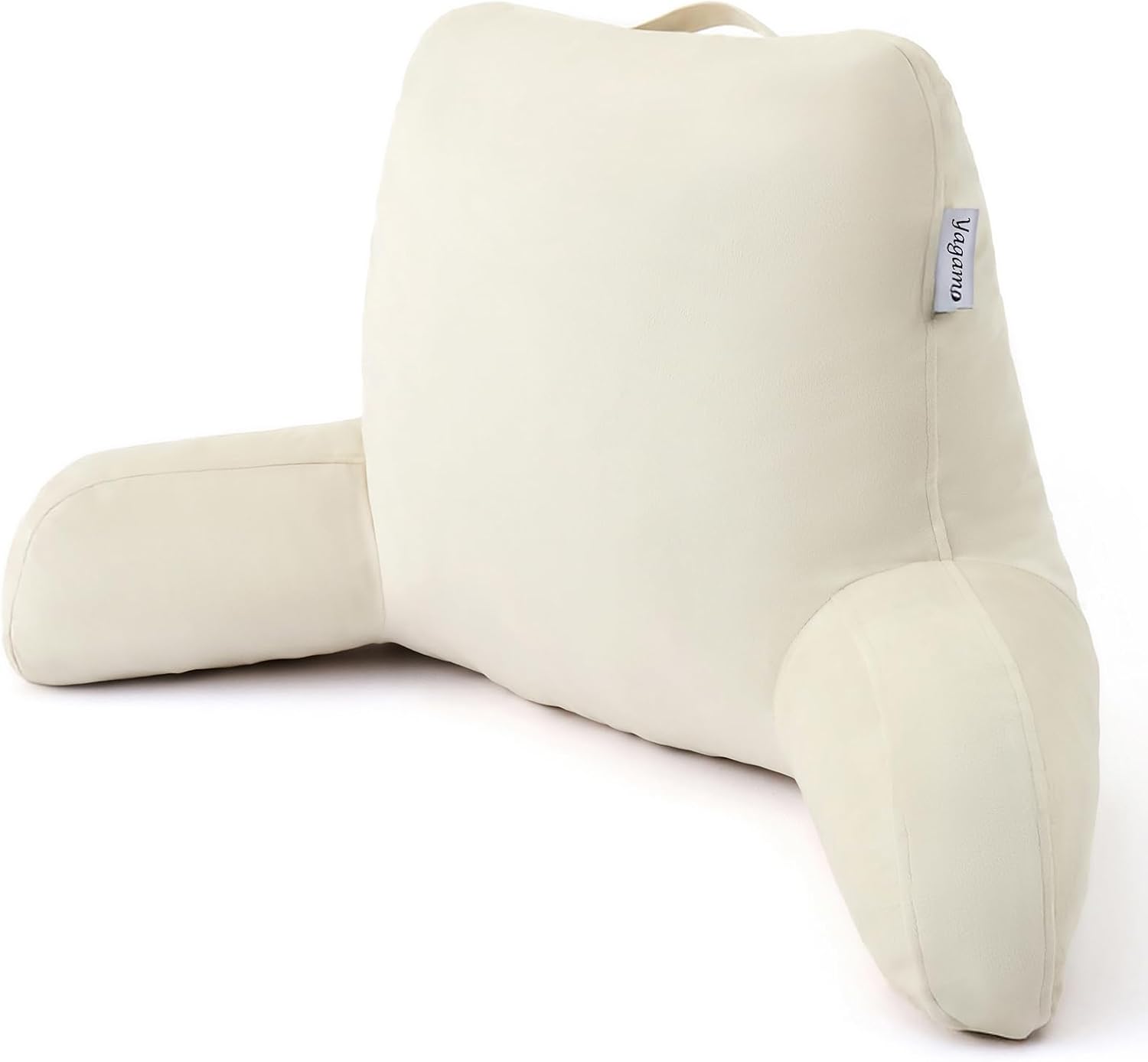 Reading Pillow with Adjustable Memory Foam, Adult Backrest with Arms, Back Pillow for Sitting in Bed with Washable Cover- Large, Beige