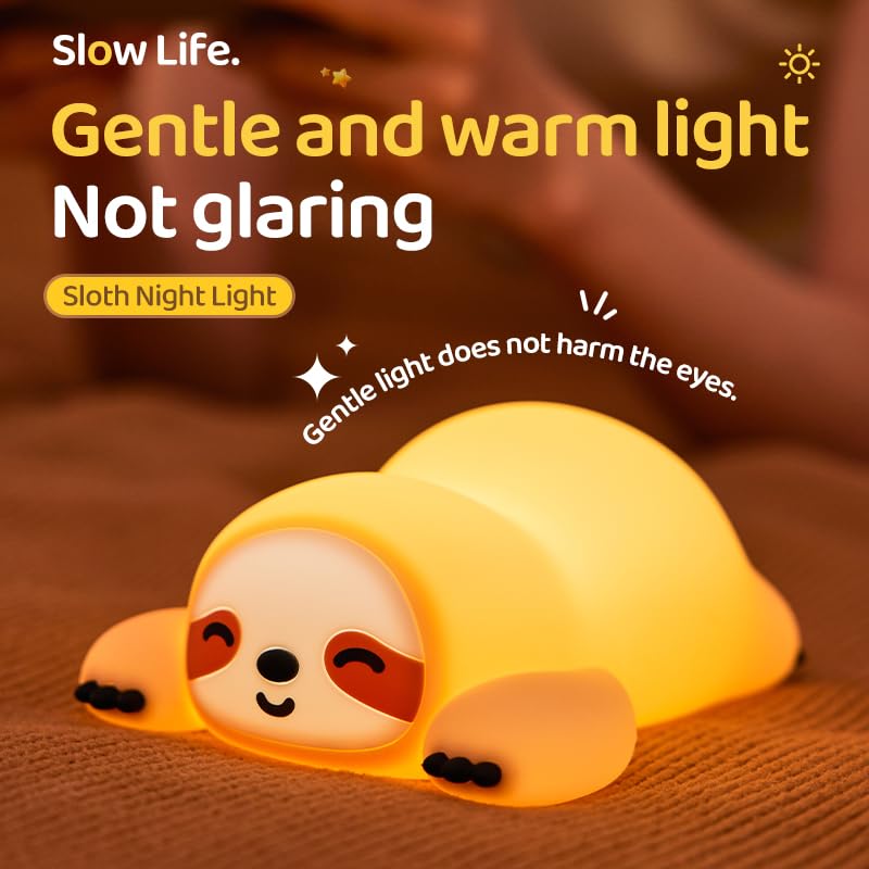 Atsuinightlight ATSUI Sloth Night Light, LED Squishy Novelty Animal Lamp, Food Grade Silicone, 3 Level Dimmable, Breastfeeding Nursery Nigh…