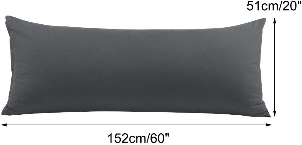 PiccoCasa Body Pillow Cover with Zipper Closure, 110 GSM Brushed Microfiber, Grey (20"x60") cotton Grey