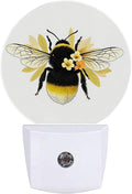 Yellow Bee Flower Night Light Plug Into Wall Auto Led Sleep Round Lamp for Living Room Hallway Stairs