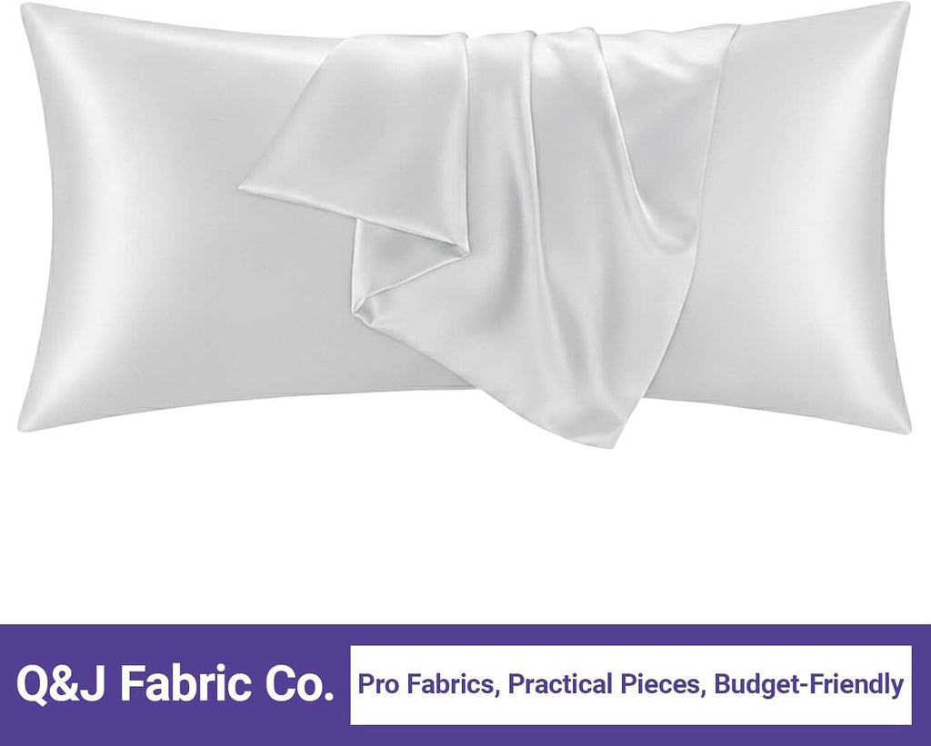 QJFabricCO Q&J Fabric Co. 1 Pack Satin Pillowcase Silk Like Pillow Case 20x54 inch Silver Grey Cooling Pillow Case with Envelope Closure fo…