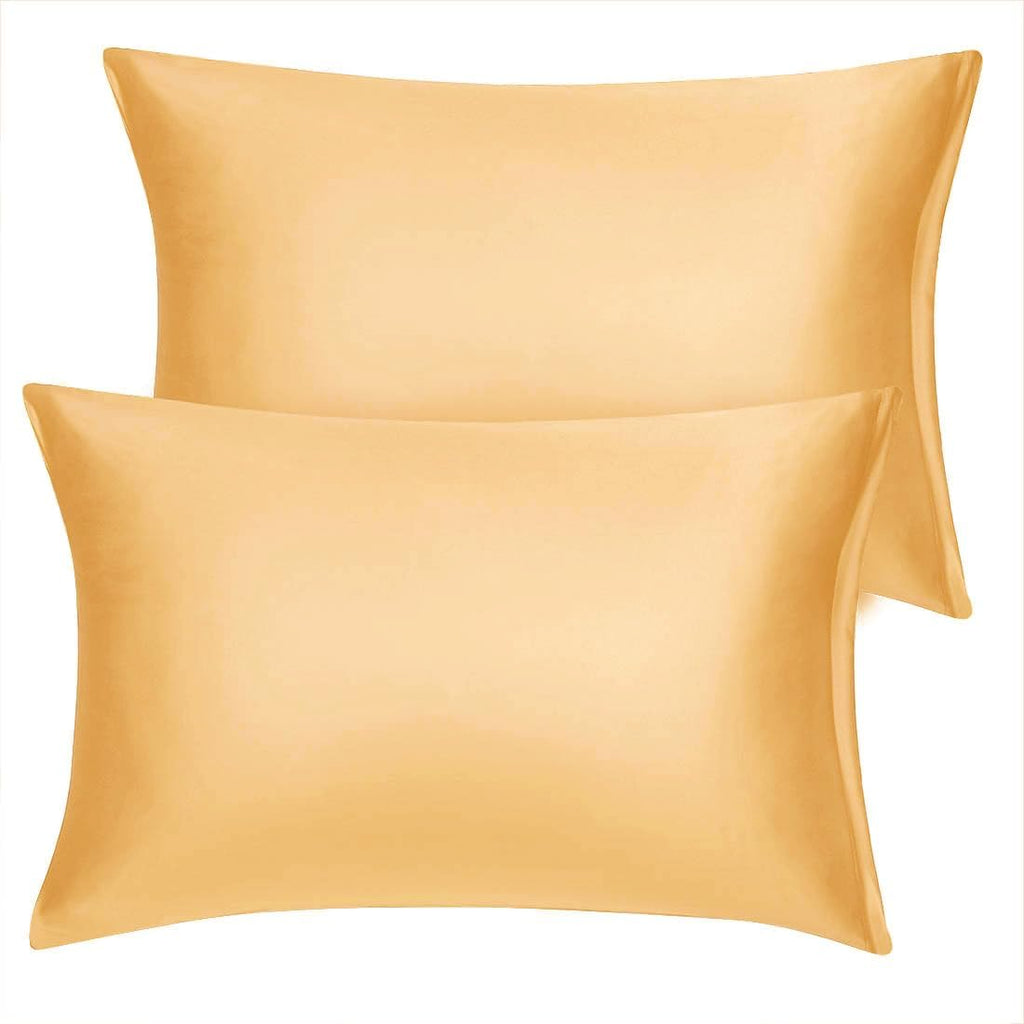 uxcell Travel Satin Pillowcase with Zipper, Super Soft and Luxury, Silky Pillow Cases Covers Set of 2, 14"x20", Champagne