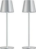 Kakanuo Cordless Table Lamp Rechargeable - Silver Grey 2 Pack 5000mAH Battery Operated Lamp for Counter, 3 Color Stepless Dimming…