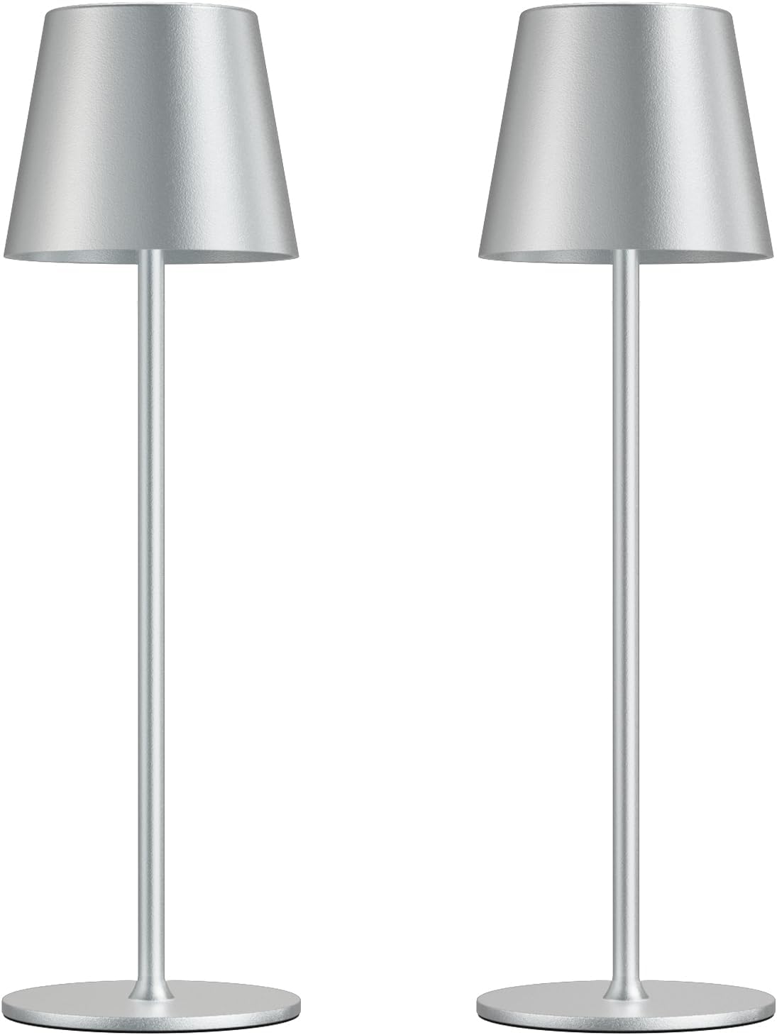 Kakanuo Cordless Table Lamp Rechargeable - Silver Grey 2 Pack 5000mAH Battery Operated Lamp for Counter, 3 Color Stepless Dimming…