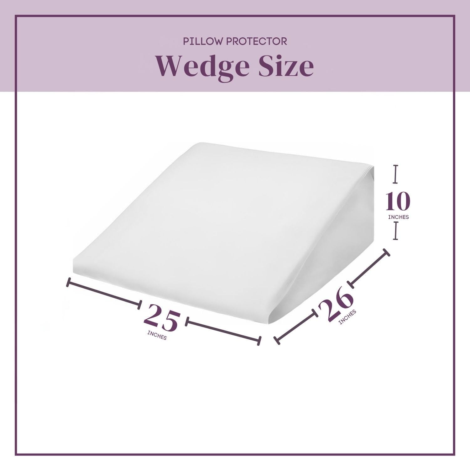 CirclesHome Wedge Pillow Cover 100% Cotton, Zippered Wedge Pillow Case Protector, Soft, Hypoallergenic & Breathable - 25x26x10” 10 inches C…