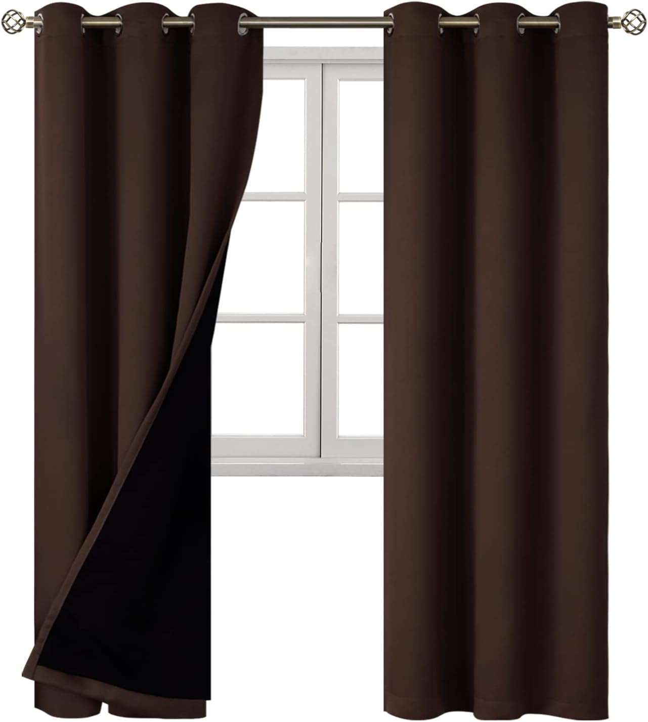 BGment Thermal Insulated 100% Blackout Curtains for Bedroom with Black Liner, Double Layer Full Room Darkening Noise Reducing Grommet Curta…