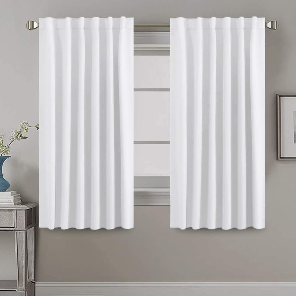 H.VERSAILTEX White Curtains Thermal Insulated Window Treatment Panels Room Darkening Privacy Assured Drapes for Living Room Bac…
