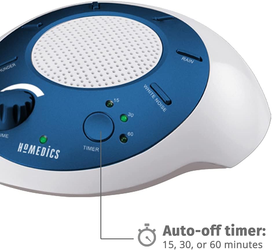 Homedics SoundSleep White Noise Sound Machine, Blue, Small Travel Sound Machine with 6 Relaxing Nature Sounds, Portable-Sound relaxation for…