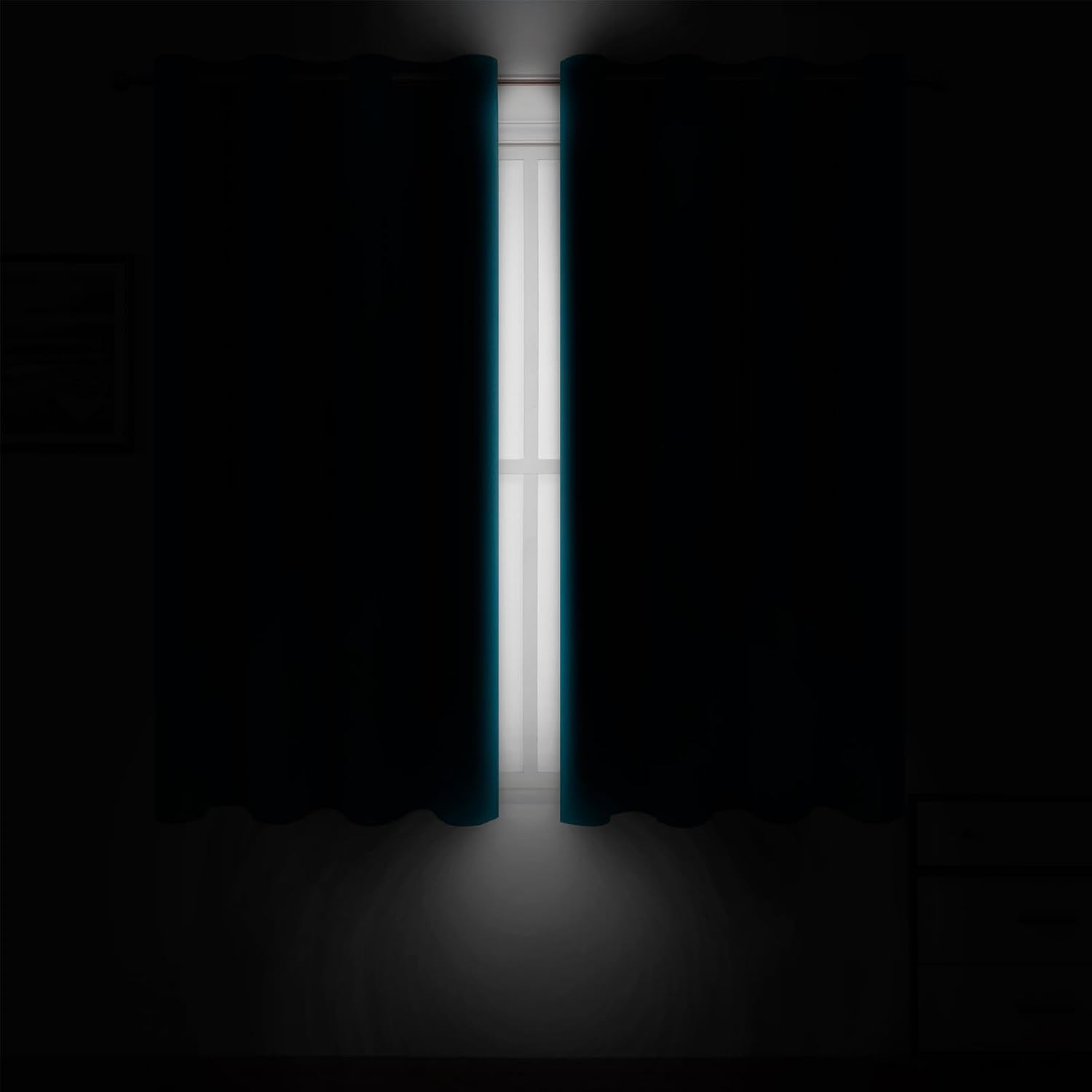 Lemomo Blackout Curtains 66 x 54 Inch Long Teal Curtains Set of 2 Panels Room Darkening Curtains for Bedroom and Living Room 54 Inch silver