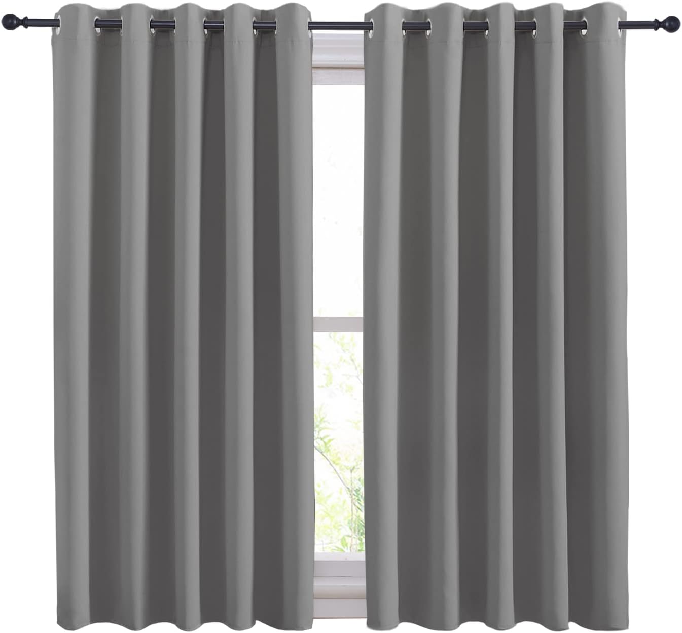 NICETOWN Silver Grey Blackout Curtain Panels for Bedroom, Thermal Insulated Extra Wide Blackout Draperies and Drapes for Basement (2…