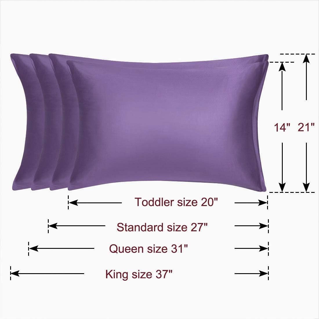 uxcell King Satin Pillowcase with Zipper, Super Soft and Luxury, Silky Pillow Cases Covers Set of 2, 21"x37", Purple