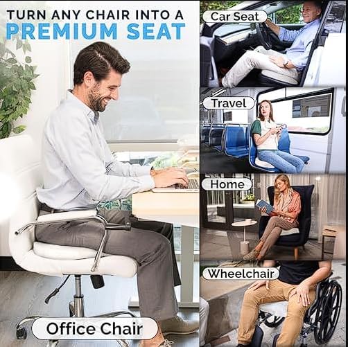 ComfiLife Gel & Memory Foam Seat Cushion – Office Chair Cushion, Car Seat Cushion – Chair Cushions for Back & Sciatica – Seat Cushions for…