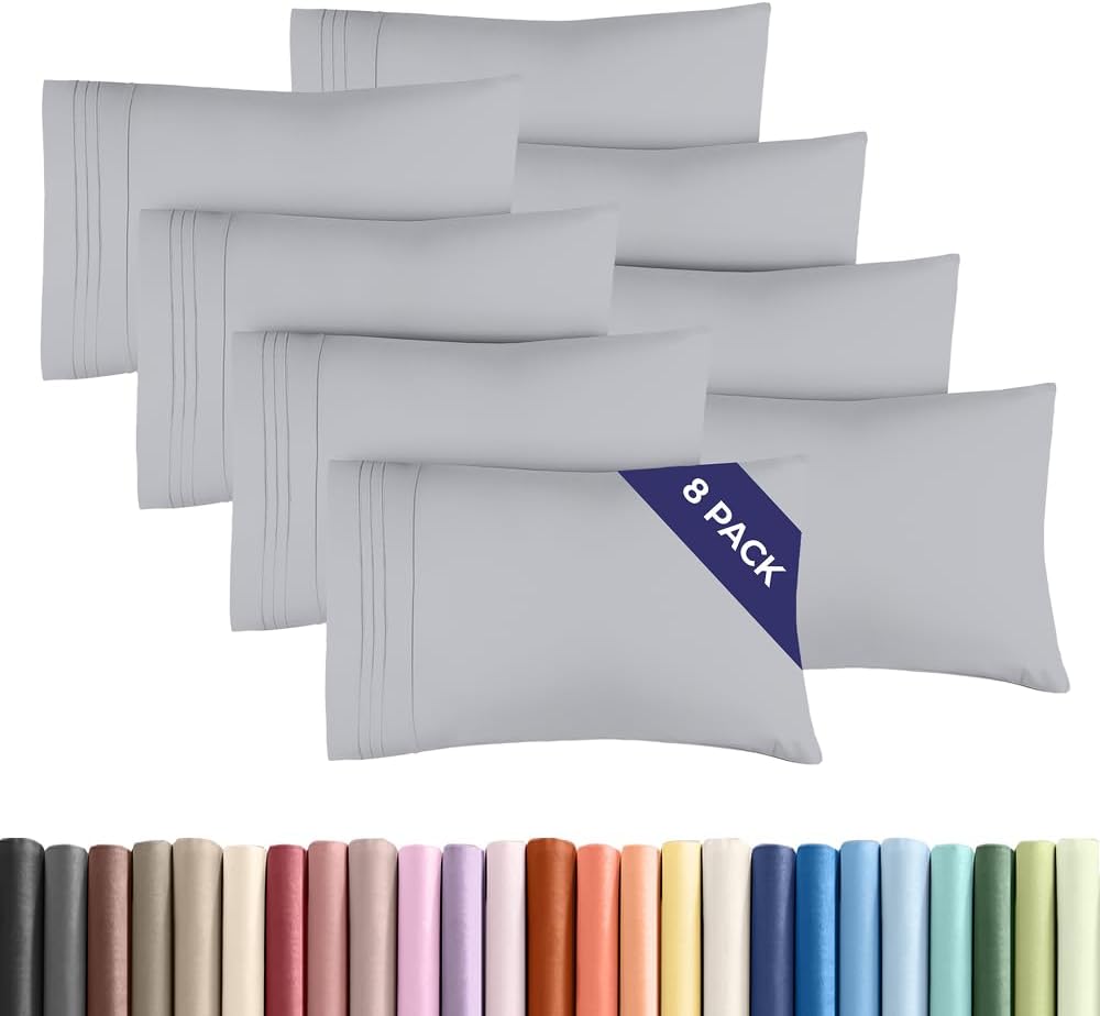 Standard Pillow Cases Set of 8 - Ultra Soft Hotel Quality Pillowcase Covers - Comfy & Wrinkle Free - Shrink, Stain and Fade Resistant…
