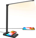 Jostic LED Desk Lamp with Wireless Charger, USB Charging Port, 10 Brightness, 5 Color Modes, Desk Lamps for Home Office, Dimmable Table Lam…