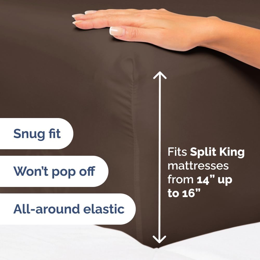 Flex Top Split Head King 4 Piece Sheet Set - Ultra-Soft, Breathable & Cooling Bed Sheets Set - Hotel Luxury Bedding for Women & Men with…