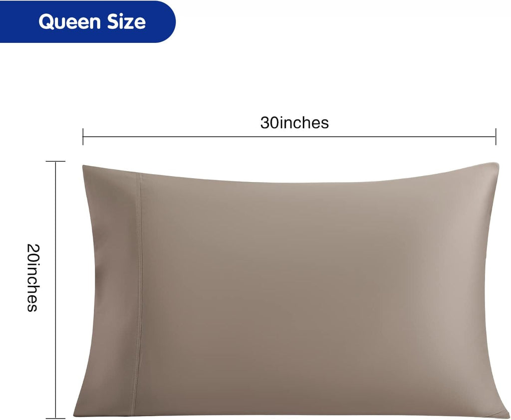 Stnomyhome Eucalyptus Tencel Cooling Pillowcase 2 Pack Queen Soft Brown | Moisture Wicking for Night Sweats | 3X Faster Drying | Oeko-TEX C…