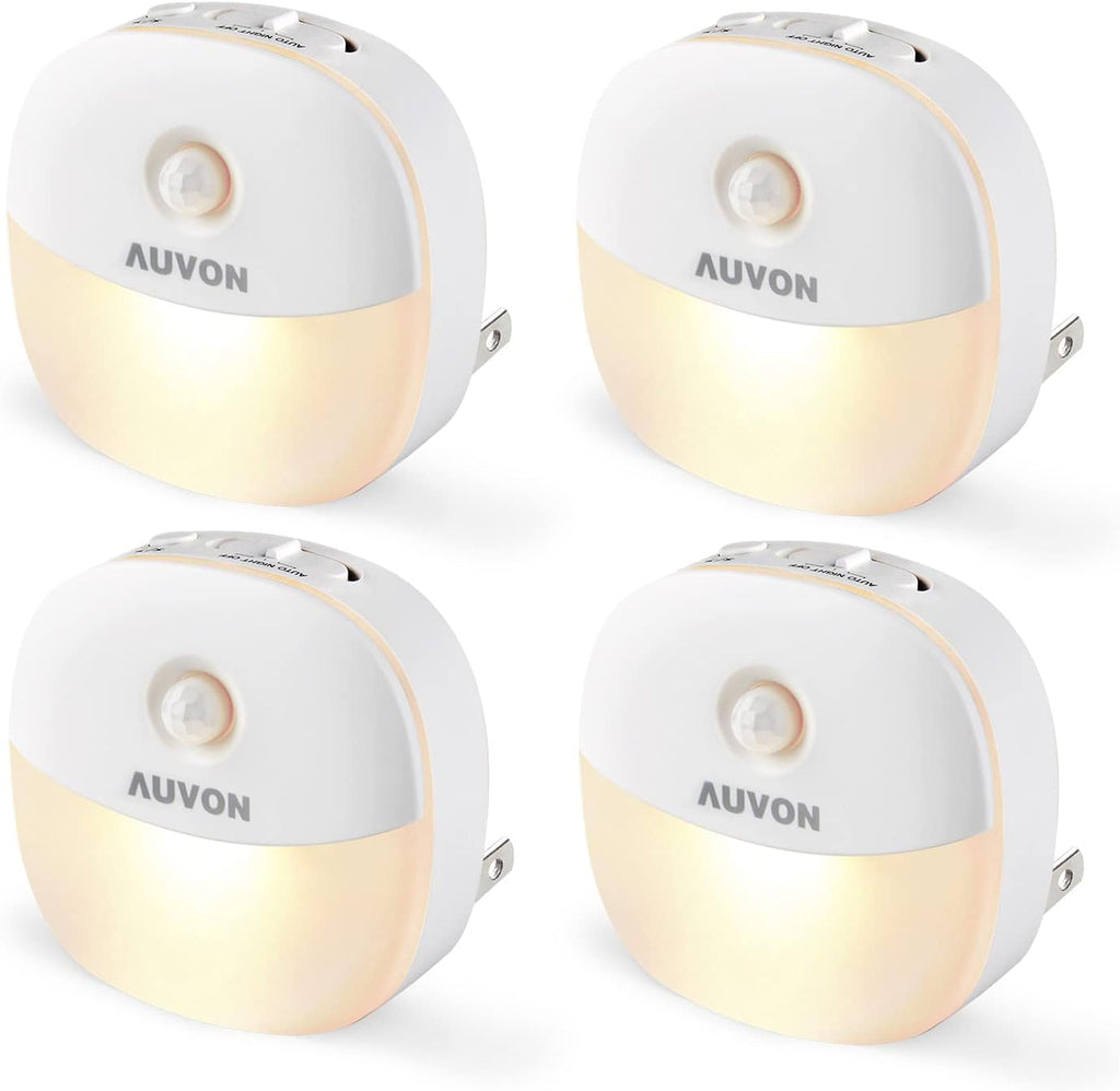 AUVON Plug in Night Light with Motion Sensor and Dusk to Dawn Sensor, Mini Warm White LED Nightlight with 1-50 lm Adjustable Brightness…