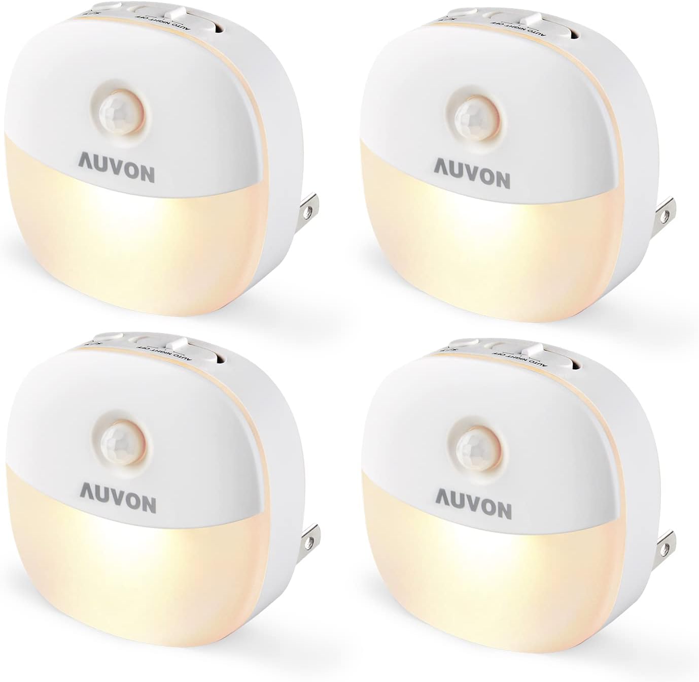 AUVON Plug in Night Light with Motion Sensor and Dusk to Dawn Sensor, Mini Warm White LED Nightlight with 1-50 lm Adjustable Brightness…