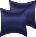 PiccoCasa 2 Pack Satin Pillowcase for Hair and Skin, Euro Sham Pillow Covers Soft Silky Oxford Pillow Cases with Envelope Closure European(…