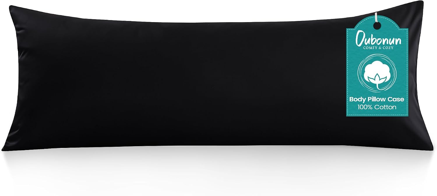 Oubonun 100% Cotton Body Pillowcase - 800 Thread Count/21x54, Moisture Absorbent and Breathable, Hotel Body Pillow Cover for All Seasons, B…