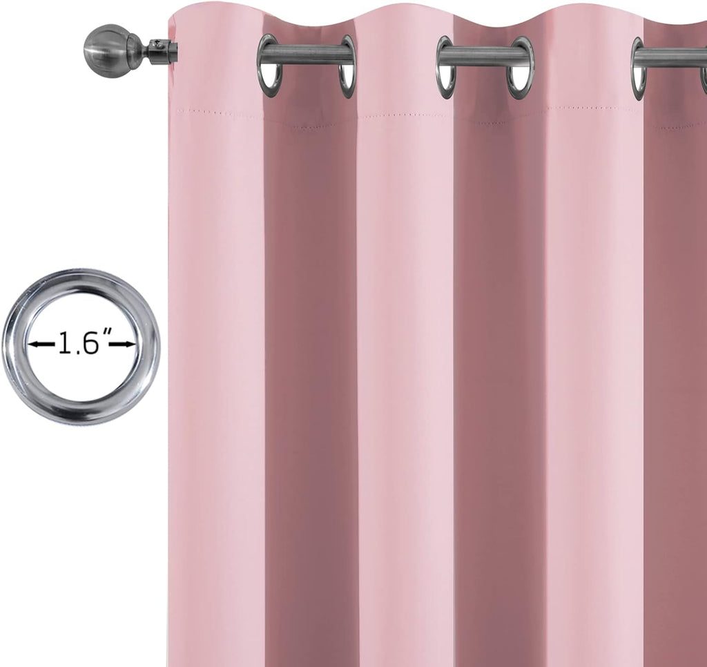 Yakamok Insulated Blackout Window Draperies - Energy Efficient Home Decor Grommet Top Curtains for Bedroom(Pink, 52Wx36L, 2 Panels)