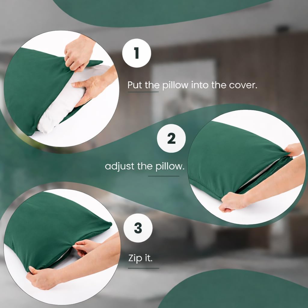 Evolive Ultra Soft Microfiber Body Pillow Cover/Pillowcases 21"x54" with Hidden Zipper Closure (21"x54" Body Pillow Cover, Evergreen)