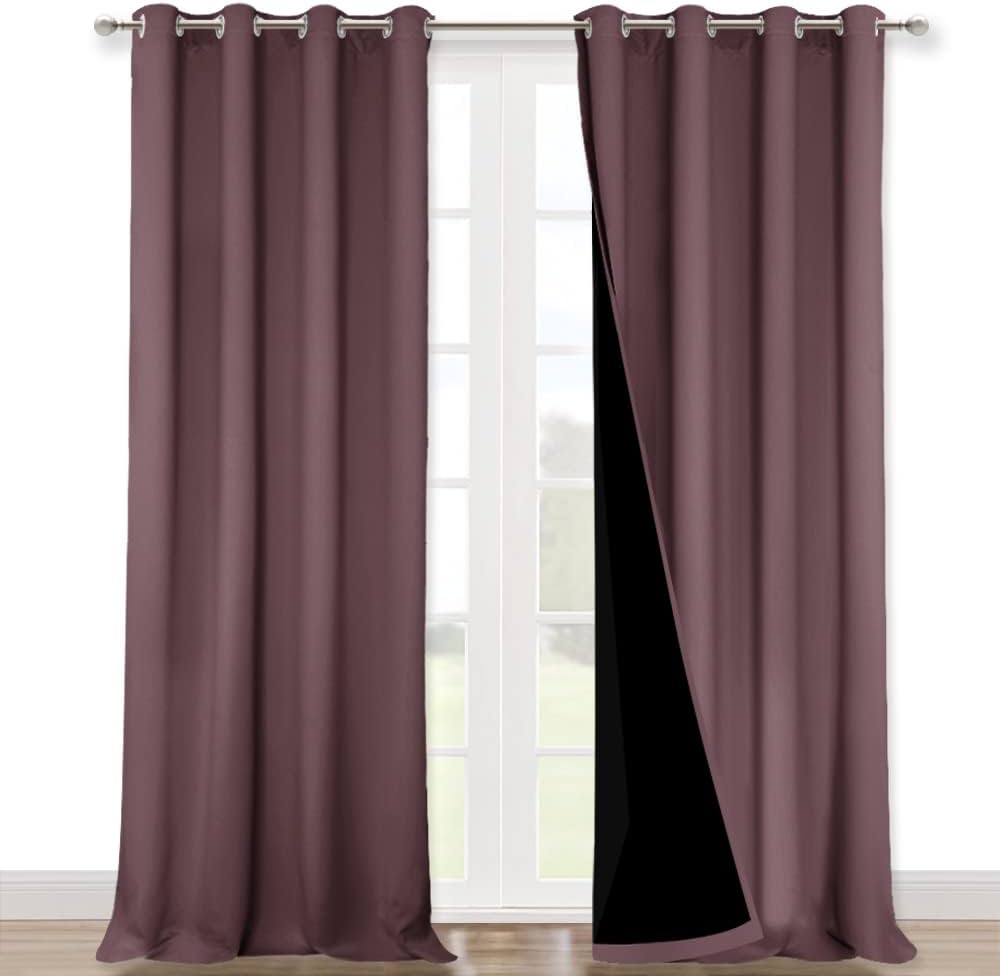 Nicetown Full Shading Curtains 90 inches Long 2 Panels Set for Windows, Super Heavy-Duty Black Lined Blackout Curtains for Bedroom, Privacy…
