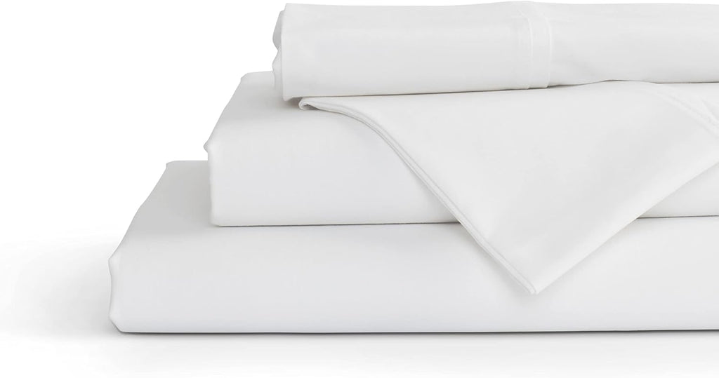 Linenhome Linen Home 4 Piece Twin Cotton Sheet Set, 100% Cotton Percale, 2 Pillowcases, Deep Pocket with All Around Elastic Sheet, Crisp Br…