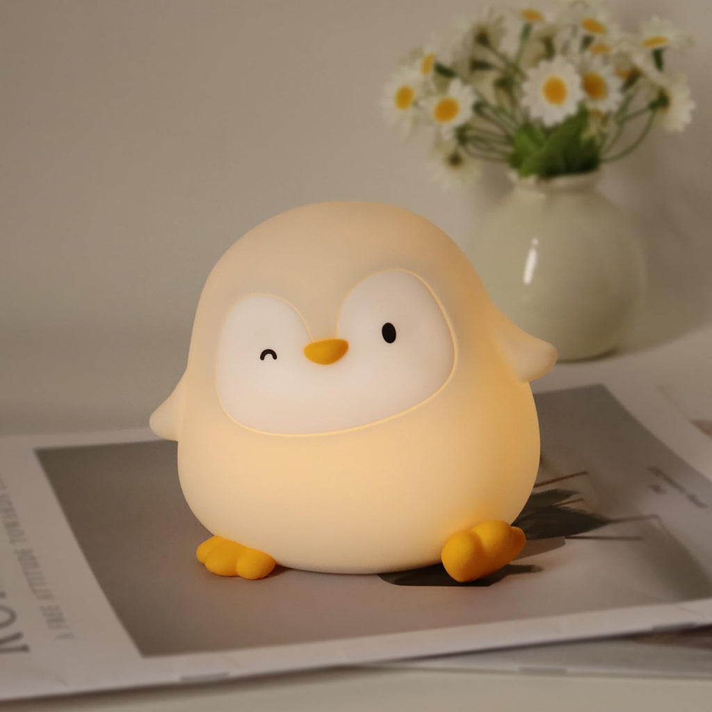 Rytinazzz Silicone Night Light for Kids, 50H Long Battery Penguin Lamp, Gift for Kids, Rechargeable Tap Control, Soft Dimmable Bedside…