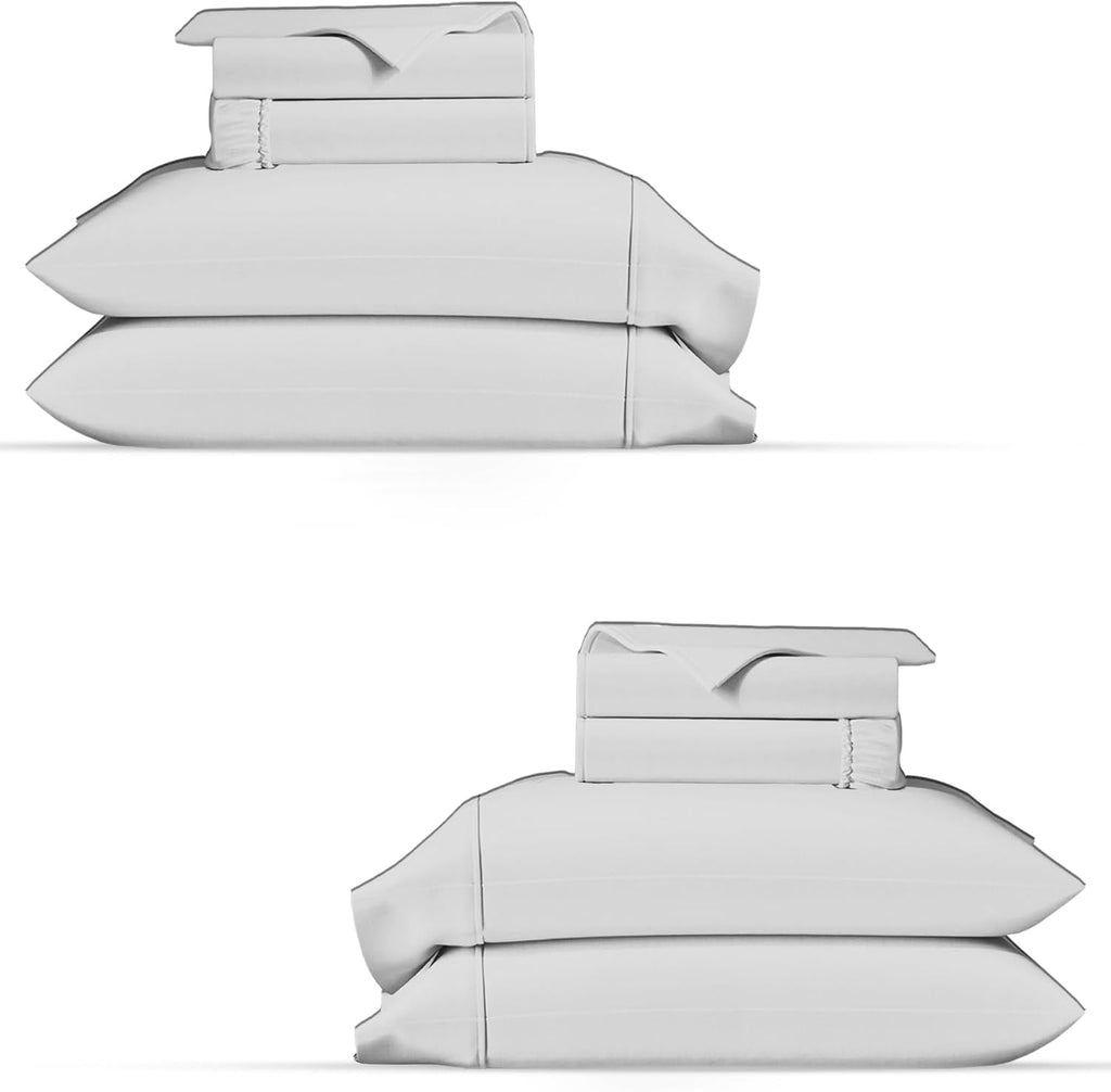 TEXAS LINEN CO. 100% Organic Cotton Percale Sheets Queen Size Pack or 2 - Soft & Crisp Organic Cotton Sheets Queen Size (8 PC, Light…
