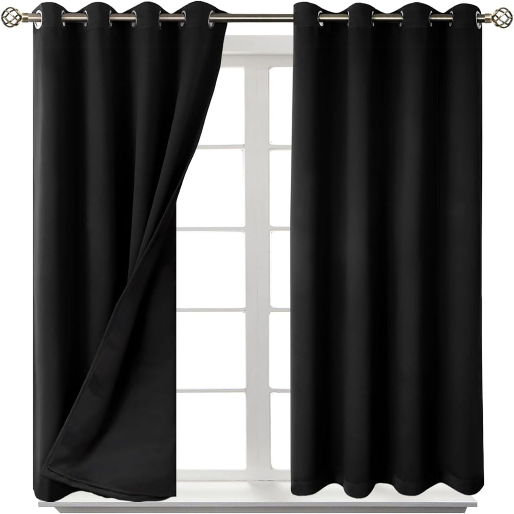BGment Short 100% Blackout Curtains for Bedroom, Thermal Insulated Energy Efficiency Noise Reducing Grommet Curtains 45 Inch Length with Li…