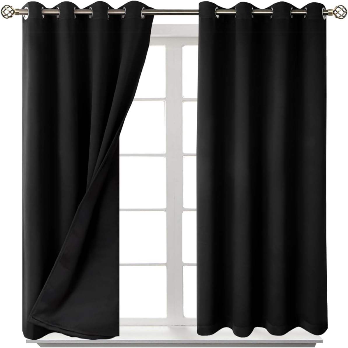 BGment Short 100% Blackout Curtains for Bedroom, Thermal Insulated Energy Efficiency Noise Reducing Grommet Curtains 45 Inch Length with Li…