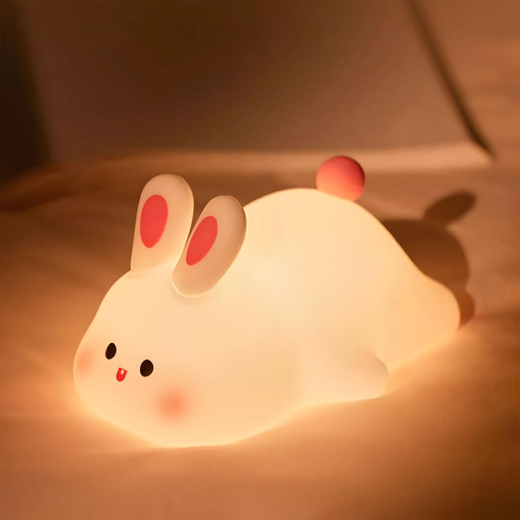 Rytinazzz Silicone Night Light for Kids, 50H Long Battery Big Face Rabbit Lamp, Gift for Kids, Soft Dimmable Bedside Light, Rechargeable…
