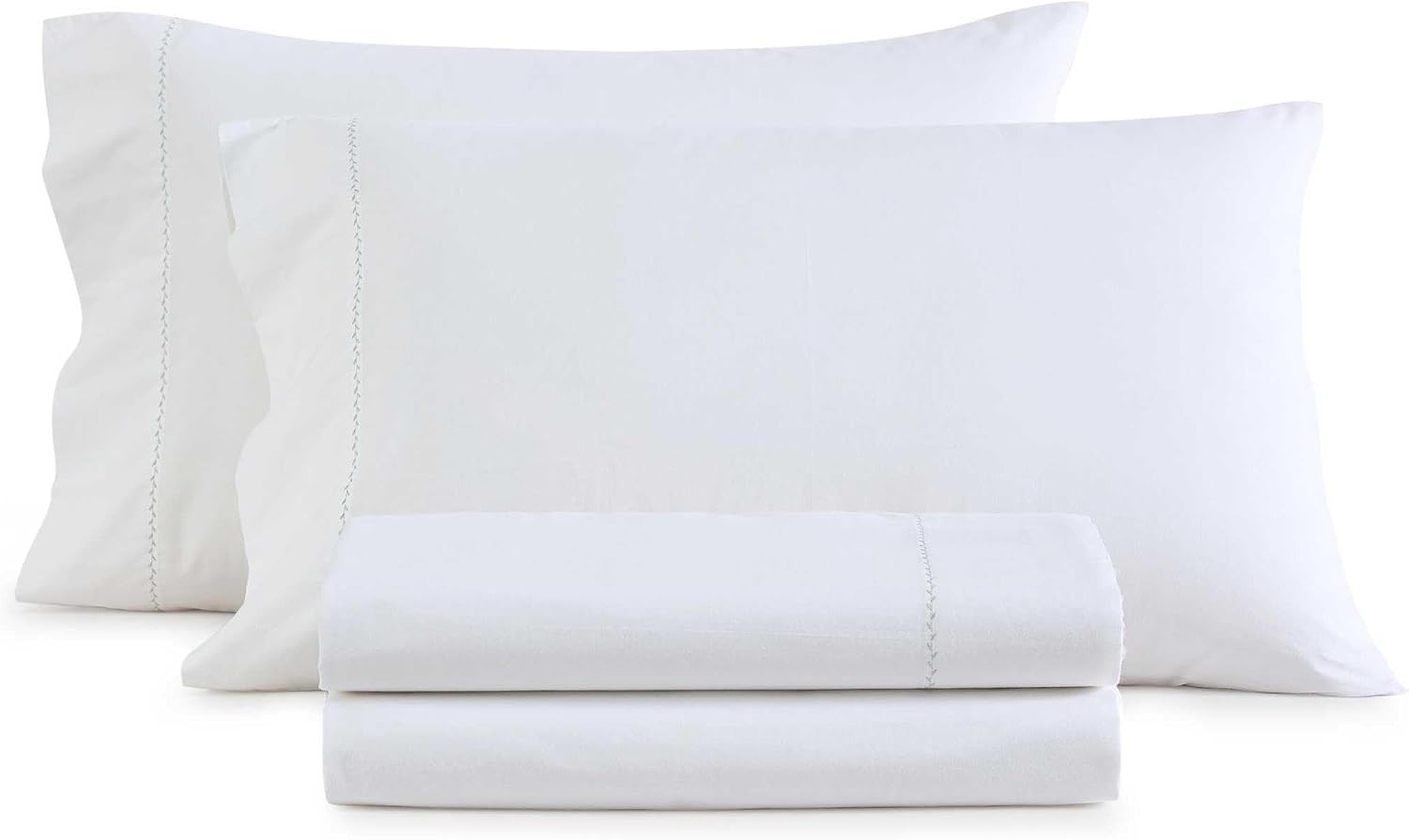 MarthaStewart Martha Stewart - Full Size Sheets Set, Crisp & Tailored Cooling Sheets with a Smooth Cotton Percale Lightweight Feel - Bed Sh…